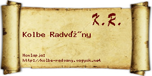 Kolbe Radvány névjegykártya